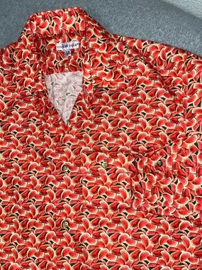 Mens Coton Doux Button Shirt Neck Size 15” Watermelon Novelty
